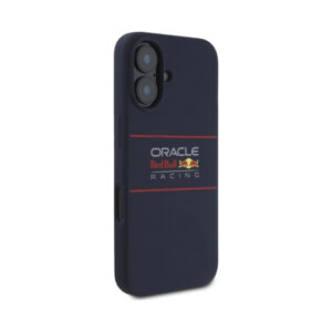 Coque iPhone 16 Red Bull Silicone Horizontal Logo MagSafe bleu marine — visuel 4
