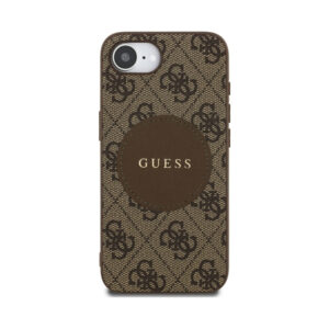 Coque iPhone 16e Guess 4G Circle Classic Logo MagSafe brune — visuel 3