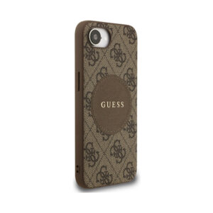 Coque iPhone 16e Guess 4G Circle Classic Logo MagSafe brune — visuel 4
