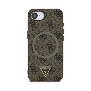 Coque iPhone 16e Guess 4G Ring Triangle Logo MagSafe brune — visuel 3