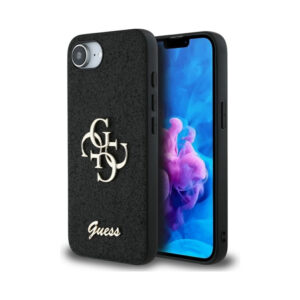 Coque iPhone 16e Guess Fixed Glitter Big 4G noire