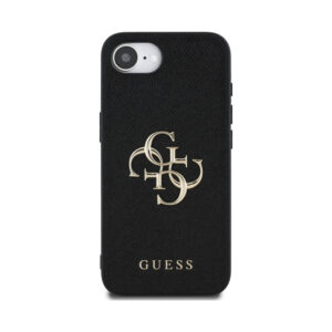 Coque iPhone 16e Guess Grained Big 4G Logo Small Classic Logo noire — visuel 3