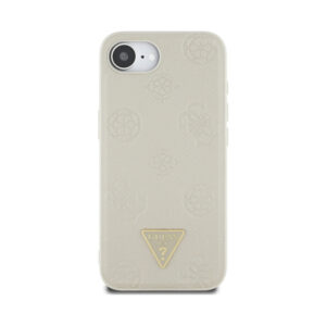 Coque iPhone 16e Guess Grained Hot Stamp Peony Triangle Logo MagSafe beige — visuel 3
