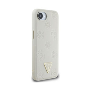 Coque iPhone 16e Guess Grained Hot Stamp Peony Triangle Logo MagSafe beige — visuel 4