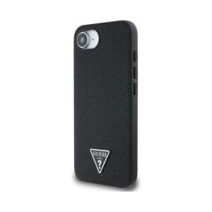 Coque iPhone 16e Guess Grained Triangle MagSafe noire — visuel 2