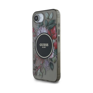 Coque iPhone 16e Guess IML Flowers MagSafe noire — visuel 2
