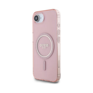 Coque iPhone 16e Guess IML Glitter Circle MagSafe rose — visuel 2