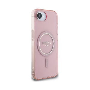 Coque iPhone 16e Guess IML Glitter Circle MagSafe rose — visuel 4