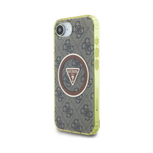 Coque iPhone 16e Guess IML Metal Glitter 4G Circle Triangle MagSafe brune — visuel 2