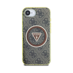 Coque iPhone 16e Guess IML Metal Glitter 4G Circle Triangle MagSafe brune — visuel 3