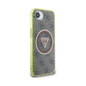 Coque iPhone 16e Guess IML Metal Glitter 4G Circle Triangle MagSafe brune — visuel 4