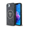 Coque iPhone 16e Guess IML Metal Glitter 4G Circle Triangle MagSafe noire
