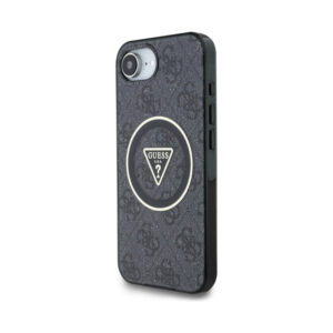 Coque iPhone 16e Guess IML Metal Glitter 4G Circle Triangle MagSafe noire — visuel 2