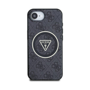 Coque iPhone 16e Guess IML Metal Glitter 4G Circle Triangle MagSafe noire — visuel 3