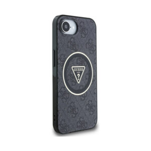 Coque iPhone 16e Guess IML Metal Glitter 4G Circle Triangle MagSafe noire — visuel 4