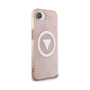 Coque iPhone 16e Guess IML Metal Glitter 4G Circle Triangle MagSafe rose — visuel 4