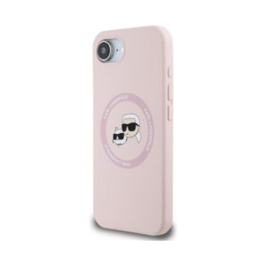 Coque iPhone 16e Karl Lagerfeld Silicone Karl & Choupette Heads MagSafe rose — visuel 2