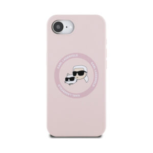 Coque iPhone 16e Karl Lagerfeld Silicone Karl & Choupette Heads MagSafe rose — visuel 3