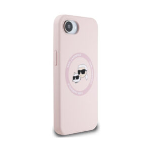 Coque iPhone 16e Karl Lagerfeld Silicone Karl & Choupette Heads MagSafe rose — visuel 4