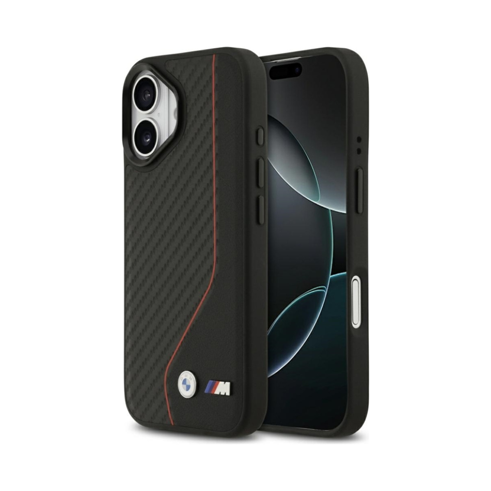 Coque iPhone 17 BMW M Carbon Line & Logo MagSafe rouge