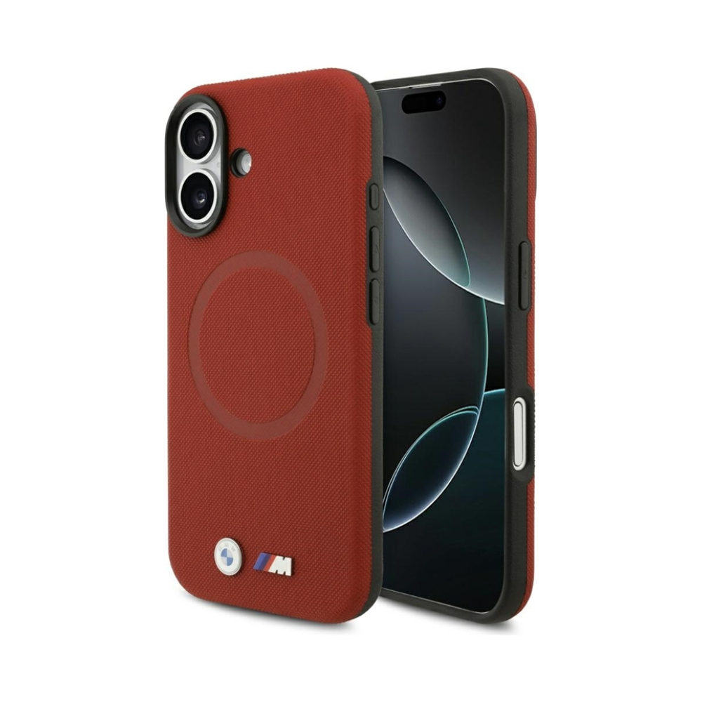 Coque iPhone 17 BMW M FW Metal Logo MagSafe rouge