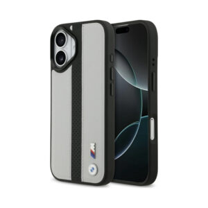 Coque iPhone 17 BMW M Perforated Stripe Logo MagSafe grise