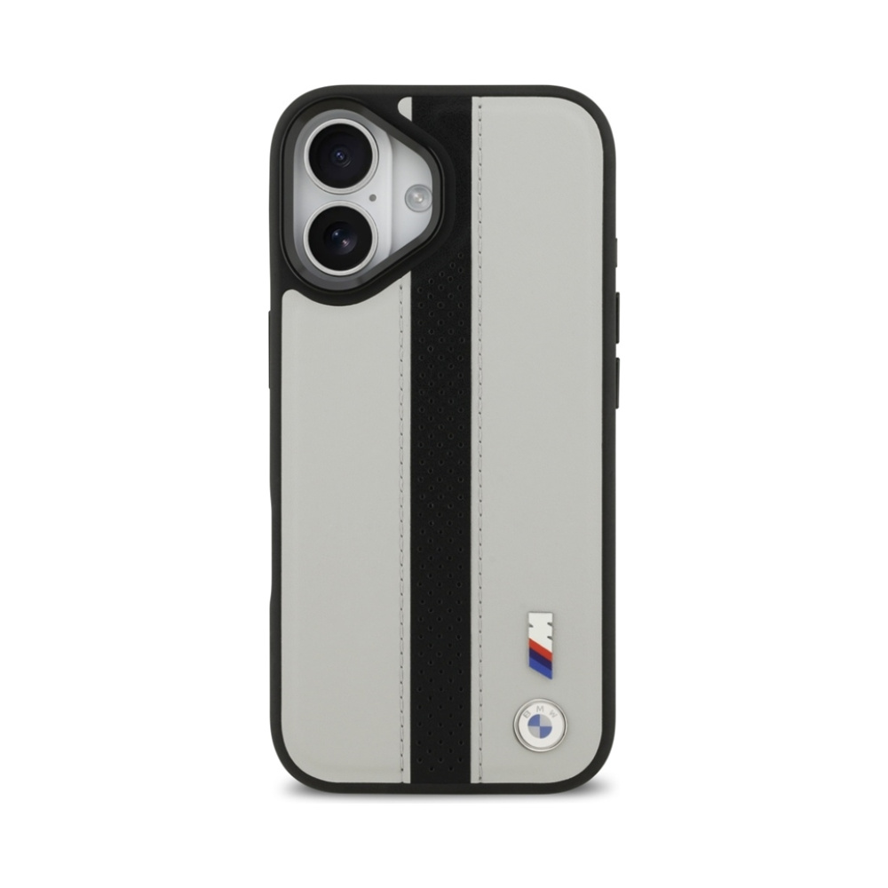 Coque iPhone 17 BMW M Perforated Stripe Logo MagSafe grise — visuel 3