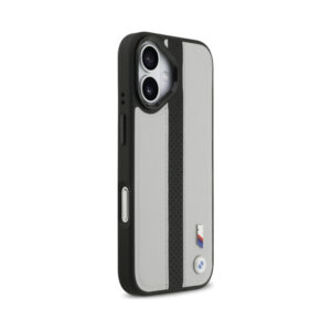 Coque iPhone 17 BMW M Perforated Stripe Logo MagSafe grise — visuel 4