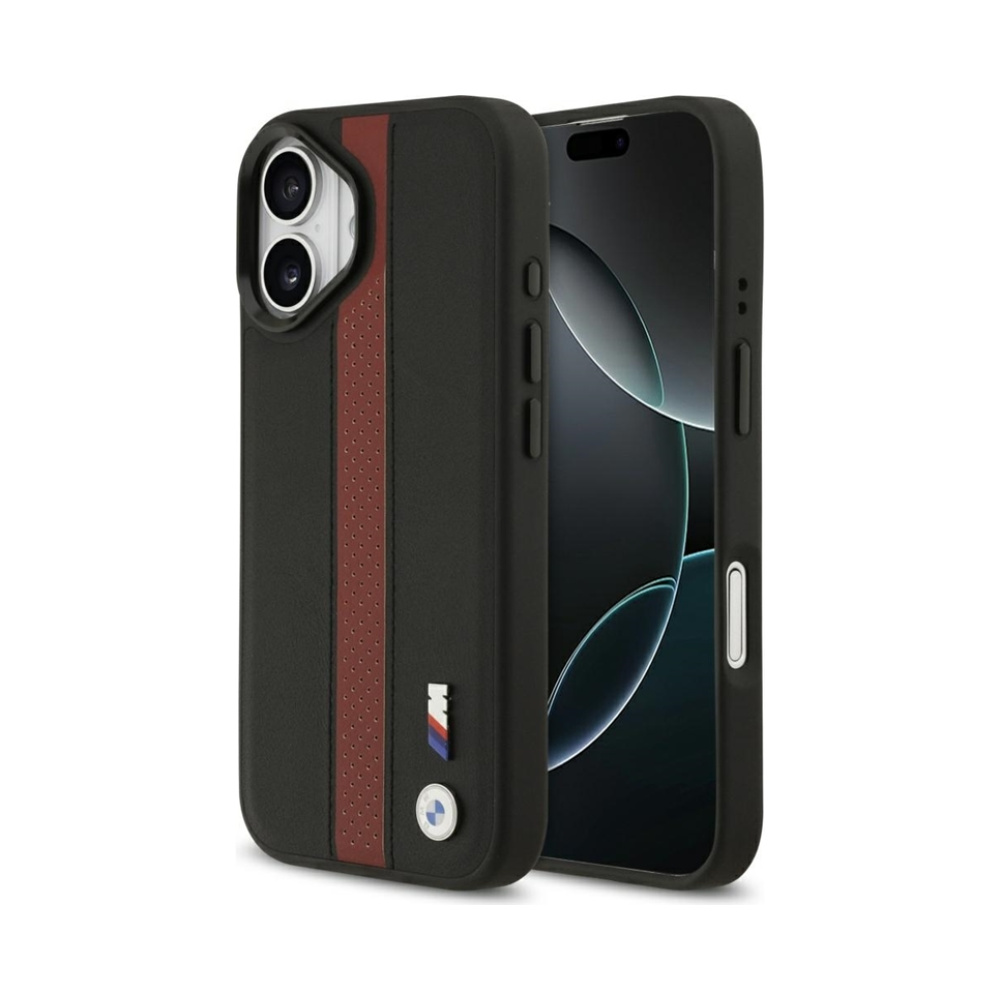 Coque iPhone 17 BMW M Perforated Stripe Logo MagSafe rouge