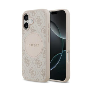 Coque iPhone 17 Guess 4G Circle Classic Logo MagSafe rose