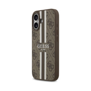 Coque iPhone 17 Guess 4G Printed Stripes MagSafe brune — visuel 2