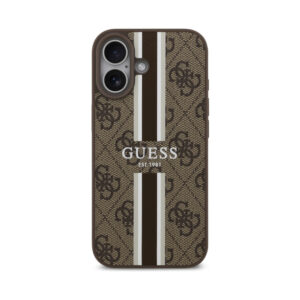 Coque iPhone 17 Guess 4G Printed Stripes MagSafe brune — visuel 3