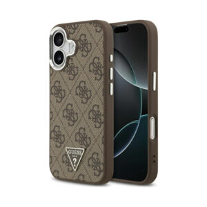 Coque iPhone 17 Guess 4G Triangle Logo MagSafe brune