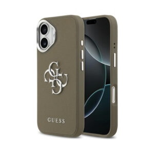 Coque iPhone 17 Guess Grained Big 4G Classic Logo brune
