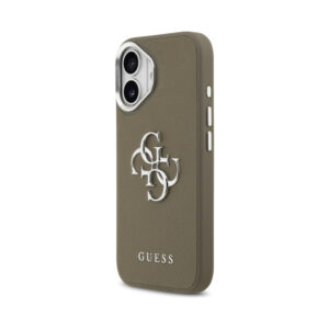 Coque iPhone 17 Guess Grained Big 4G Classic Logo brune — visuel 2