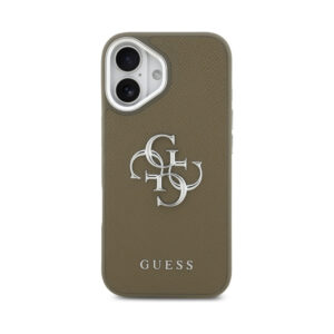Coque iPhone 17 Guess Grained Big 4G Classic Logo brune — visuel 3