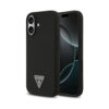 Coque iPhone 17 Guess Silicone Triangle Logo MagSafe noire