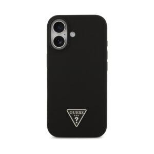 Coque iPhone 17 Guess Silicone Triangle Logo MagSafe noire — visuel 3