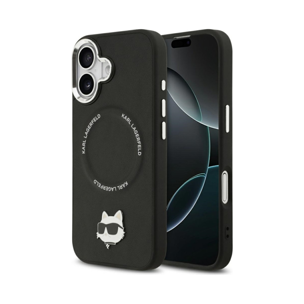 Coque iPhone 17 Karl Lagerfeld Choupette Pin MagSafe noire