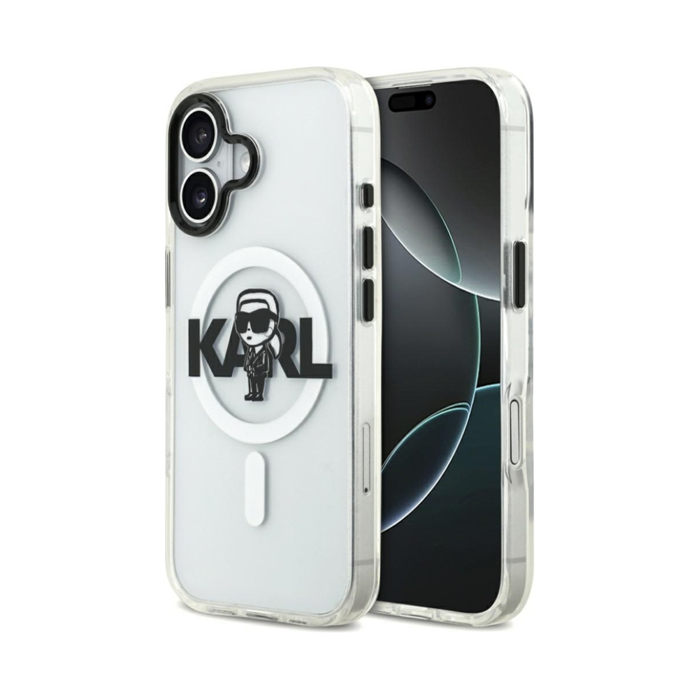 Coque iPhone 17 Karl Lagerfeld IML Karl Sketch Logo MagSafe transparente