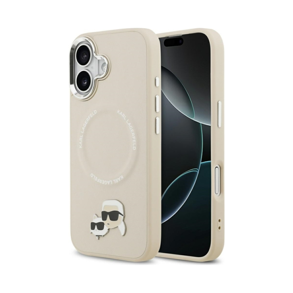 Coque iPhone 17 Karl Lagerfeld Karl & Choupette Pins MagSafe beige