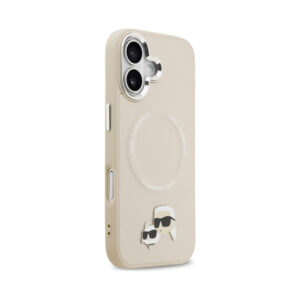 Coque iPhone 17 Karl Lagerfeld Karl & Choupette Pins MagSafe beige — visuel 4