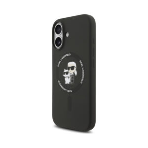 Coque iPhone 17 Karl Lagerfeld Silicone Karl & Choupette Ring MagSafe noire — visuel 2