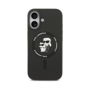 Coque iPhone 17 Karl Lagerfeld Silicone Karl & Choupette Ring MagSafe noire — visuel 3