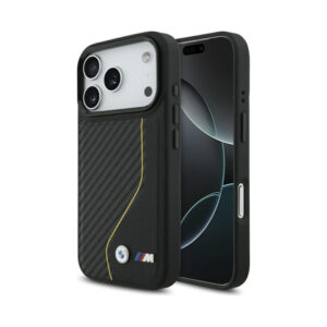 Coque iPhone 17 Pro BMW M Carbon Line & Logo MagSafe jaune