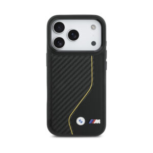 Coque iPhone 17 Pro BMW M Carbon Line & Logo MagSafe jaune — visuel 3