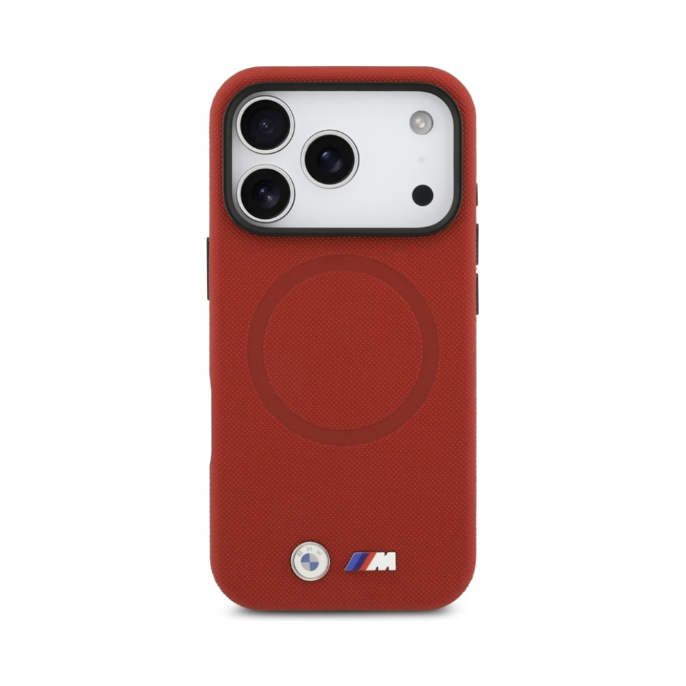 Coque iPhone 17 Pro BMW M FW Metal Logo MagSafe rouge — visuel 3