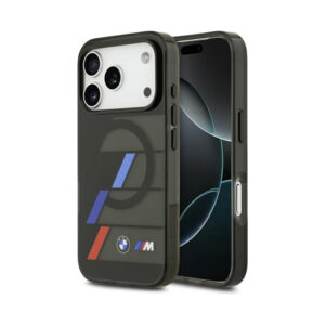 Coque iPhone 17 Pro BMW M IML Metal Buttons Tricolor Lines MagSafe noire