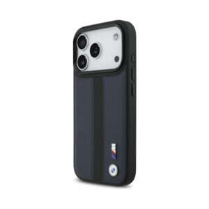 Coque iPhone 17 Pro BMW M Perforated Stripe Logo MagSafe bleu marine — visuel 2