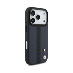 Coque iPhone 17 Pro BMW M Perforated Stripe Logo MagSafe bleu marine — visuel 4